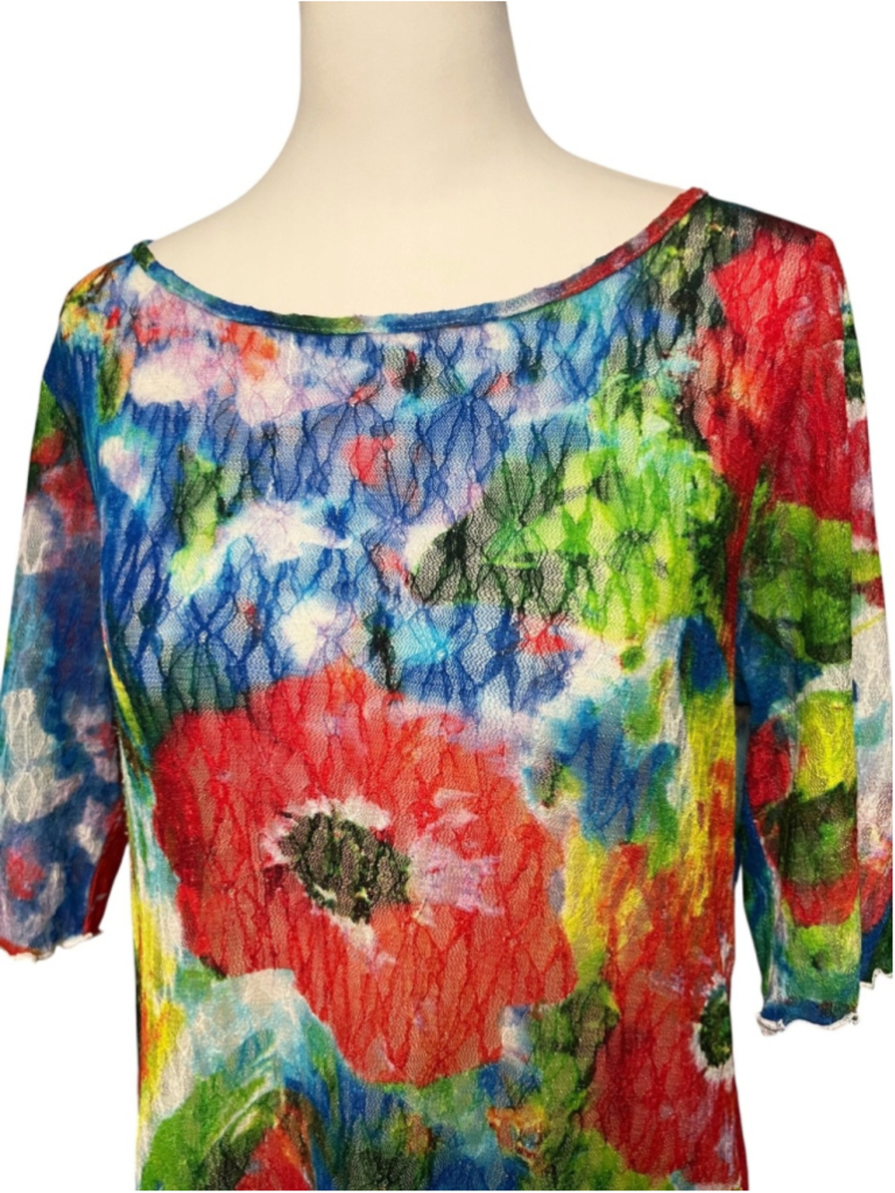 Snoskins Colorful Semi Sheer Gauzy Blouse Size Large - Picture 2 of 6
